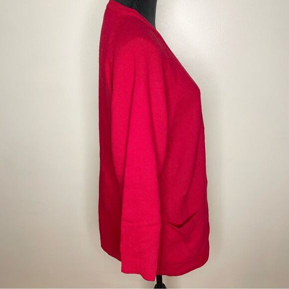 Vintage Kristen Cardigan Sweater Lambswool Button Front Grunge Cobain Red Large - Picture 5 of 9